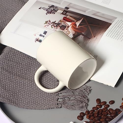 11 oz Porcelain Coffee Mug, Smilatte Classic Ceramic Cup with Hanlde for Latte Cappuccino Tea, White