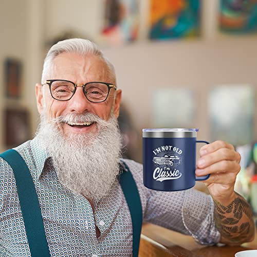 Father Gifts Dad Men Insulated Tumbler Mug with Handle & Lid from Daughter Son Wife, Birthday Daddy Coffee Cup Presents, Best Dad Ever, I'm not old, I'm Classic, Retirement Christmas Father's Day Gift