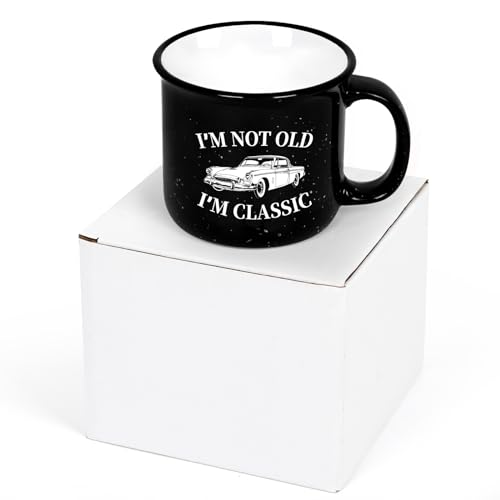 YHRJWN Grandpa Coffee Mug, I' m Not Old I' m Classic Coffee Mug, Classic Car Gifts, Old People Mug for Men, Gifts for Christmas Birthday Fathers Day, Retirement Gifts for Men, Dad Gifts, 15 Oz