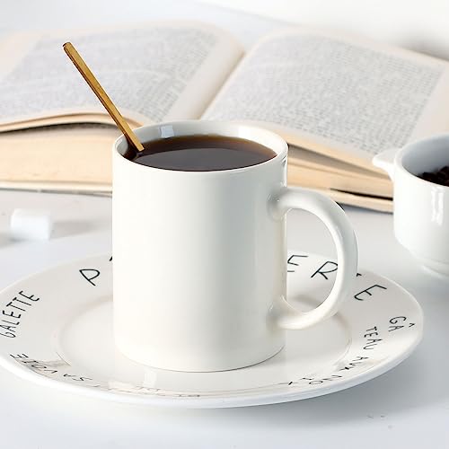 11 oz Porcelain Coffee Mug, Smilatte Classic Ceramic Cup with Hanlde for Latte Cappuccino Tea, White