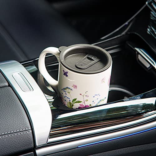 Topadorn Ceramic Mugs Porcelain Latte Tea Cup Coffee Mug with Gift Box,17oz.Pink Garden