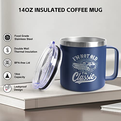 Father Gifts Dad Men Insulated Tumbler Mug with Handle & Lid from Daughter Son Wife, Birthday Daddy Coffee Cup Presents, Best Dad Ever, I'm not old, I'm Classic, Retirement Christmas Father's Day Gift