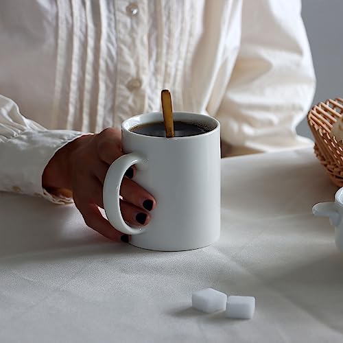 11 oz Porcelain Coffee Mug, Smilatte Classic Ceramic Cup with Hanlde for Latte Cappuccino Tea, White