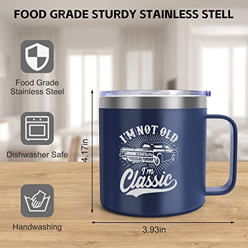 Father Gifts Dad Men Insulated Tumbler Mug with Handle & Lid from Daughter Son Wife, Birthday Daddy Coffee Cup Presents, Best Dad Ever, I'm not old, I'm Classic, Retirement Christmas Father's Day Gift