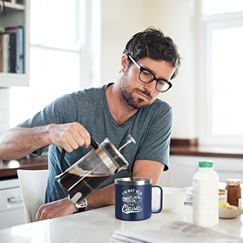 Father Gifts Dad Men Insulated Tumbler Mug with Handle & Lid from Daughter Son Wife, Birthday Daddy Coffee Cup Presents, Best Dad Ever, I'm not old, I'm Classic, Retirement Christmas Father's Day Gift