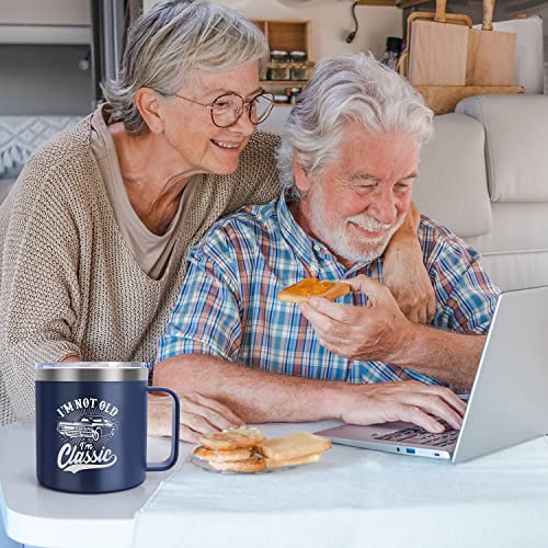 Father Gifts Dad Men Insulated Tumbler Mug with Handle & Lid from Daughter Son Wife, Birthday Daddy Coffee Cup Presents, Best Dad Ever, I'm not old, I'm Classic, Retirement Christmas Father's Day Gift