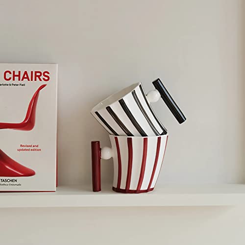 ODIINCY Red Ceramic Coffee Mugs, Handmade Coffee Mug Tea Cup for Office and Home, Artistic Coffee Mugs for Women for Mom, Red & White Mug for Christmas, 12 Oz