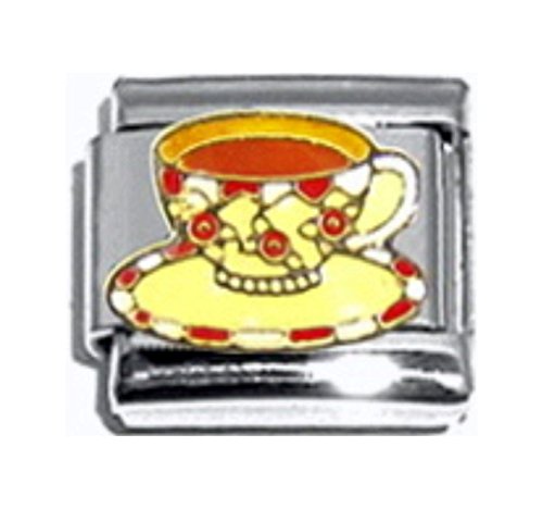 STYLYSH CHARMS Cup of Tea Retro Enamel Italian 9mm Link FO032 Fits Traditional Classic
