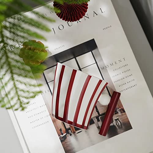 ODIINCY Red Ceramic Coffee Mugs, Handmade Coffee Mug Tea Cup for Office and Home, Artistic Coffee Mugs for Women for Mom, Red & White Mug for Christmas, 12 Oz