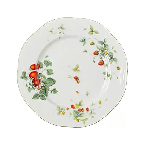 SHUILING Retro Coffee Mug Sets, Ceramic Espresso Cups with Saucers, Drinks Cocoa Latte Cup Porcelain Tea Pot Gift Sets for French Restaurant Bar, Floral Design (1x Strawberry plate)