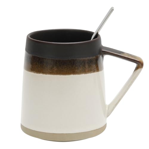 Retro Ceramic Coffee Mug with Spoon - 15 oz