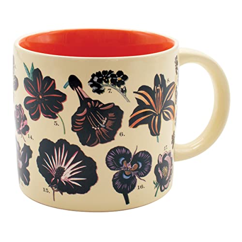 The Unemployed Philosophers Guild Color Changing Heat Transforming Flowers Mug - Add Coffee to Reveal 18 Floral Species, Comes in a Fun Box, 14 oz