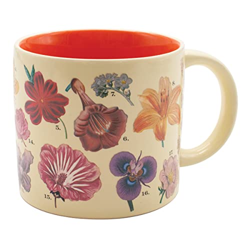 The Unemployed Philosophers Guild Color Changing Heat Transforming Flowers Mug - Add Coffee to Reveal 18 Floral Species, Comes in a Fun Box, 14 oz
