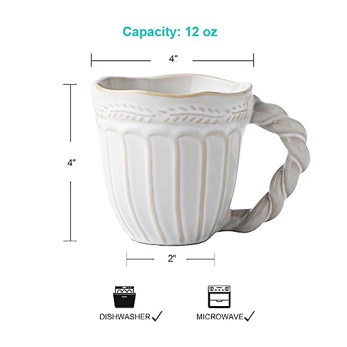 Vintage Off-White Ceramic Coffee Mug, 12 oz