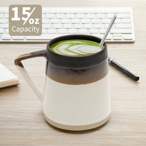 Retro Ceramic Coffee Mug with Spoon - 15 oz