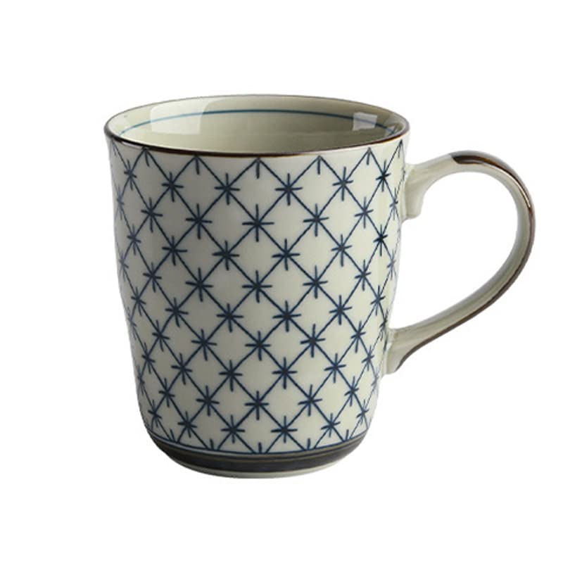 Caalio Ceramic Tea Cup Coffee Mug for Office and Home, Japanese Retro Style, Dishwasher and Microwave Safe, for Tea, Juice, Coffee - 9oz - Starburst