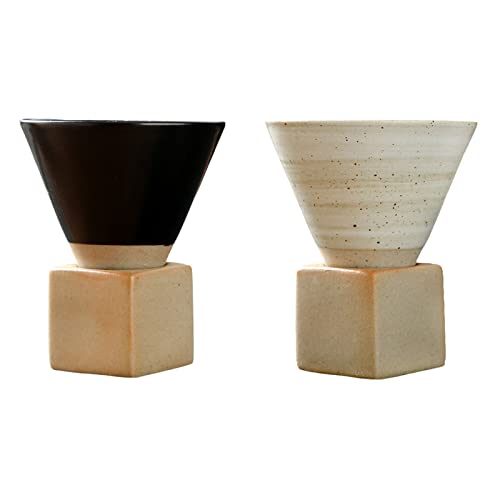 Creative Triangular Cone Ceramic Coffee Mug Set