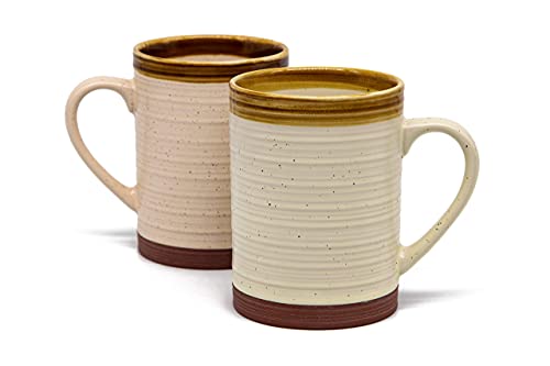 Rustic Tan Ceramic Coffee Mug Set of 2