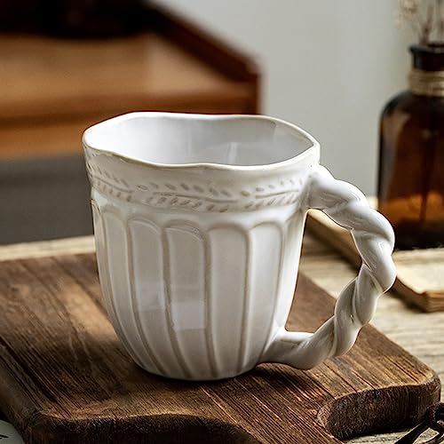 Vintage Off-White Ceramic Coffee Mug, 12 oz