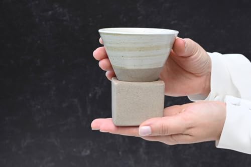 Coffee Mug with Base Cone Funnel Shaped Retro Ceramic Mug Pottery Tea Cup Japanese Latte Unique Porcelain Coffee Cup - Christmas Gift - 6.8 oz/200ml