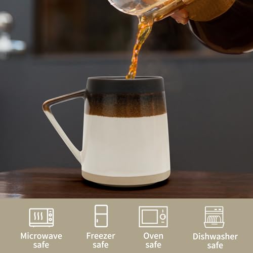 Retro Ceramic Coffee Mug with Spoon - 15 oz