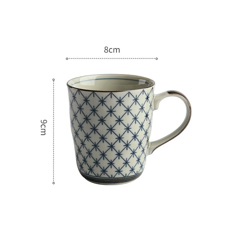Caalio Ceramic Tea Cup Coffee Mug for Office and Home, Japanese Retro Style, Dishwasher and Microwave Safe, for Tea, Juice, Coffee - 9oz - Starburst