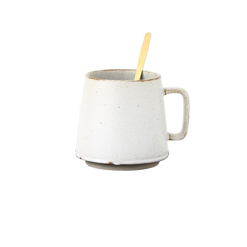 Beige Rustic Stoneware Coffee Mug and Saucer Set