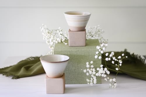 Coffee Mug with Base Cone Funnel Shaped Retro Ceramic Mug Pottery Tea Cup Japanese Latte Unique Porcelain Coffee Cup - Christmas Gift - 6.8 oz/200ml