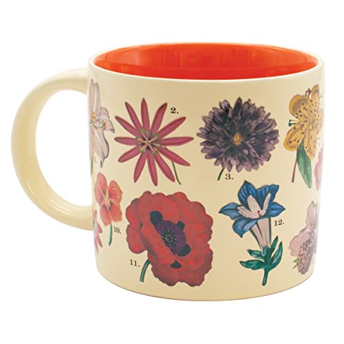 The Unemployed Philosophers Guild Color Changing Heat Transforming Flowers Mug - Add Coffee to Reveal 18 Floral Species, Comes in a Fun Box, 14 oz
