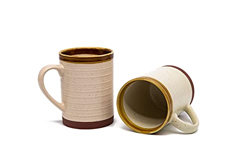 Rustic Tan Ceramic Coffee Mug Set of 2