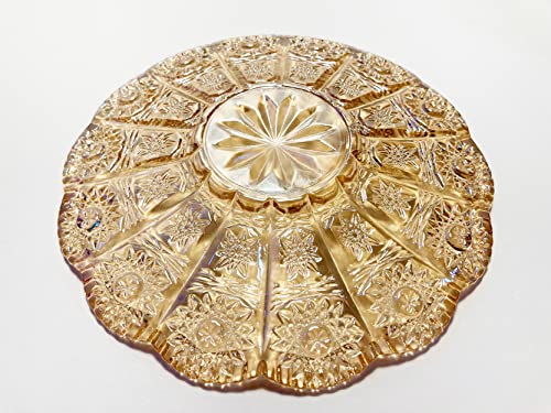 Mazeology Vintage Embossed Sunflower Flower Design Set of Two Amber Pressed Glass Cups and Saucers Set Made of Retro Relief Lead-free Glass Perfect for Serving Coffee or Afternoon Tea