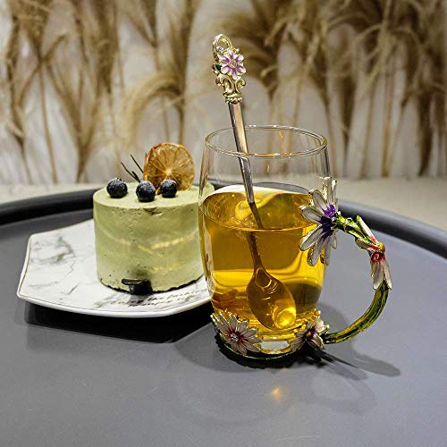 Daisy Enamel Flower Glass Tea Cup Mug
