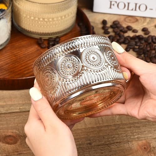 Vintage Amber Coffee Mug Set with Lids