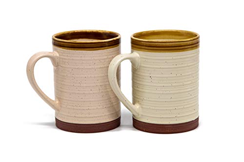 Rustic Tan Ceramic Coffee Mug Set of 2