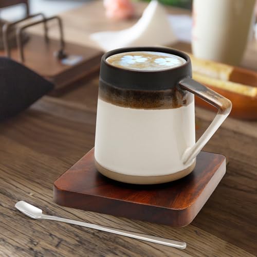 Retro Ceramic Coffee Mug with Spoon - 15 oz