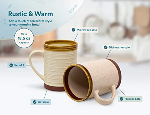 Rustic Tan Ceramic Coffee Mug Set of 2