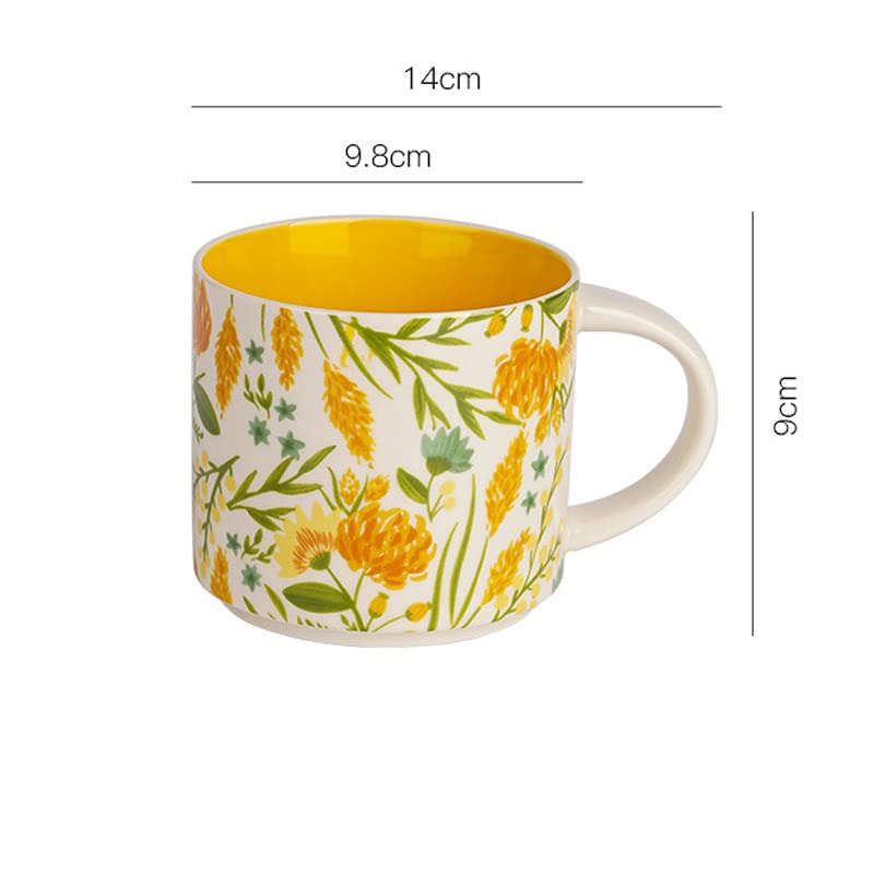 Hand-Painted Vintage Flower Ceramic Tea Mug