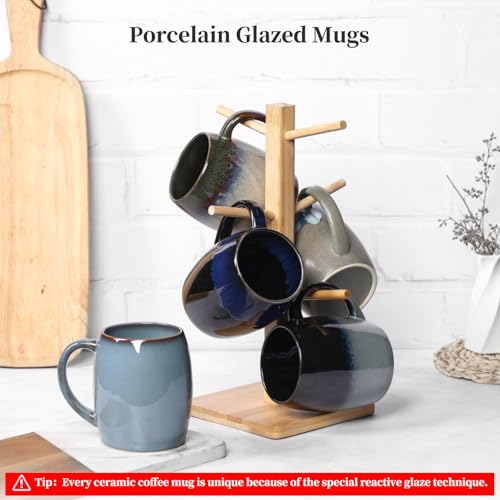 Large Coffee Mug,20 Oz Coffee Cups Ceramic with Large Handle,Big Heavy Beer Tea Mug for Office and Home,Retro Glazed Pottery Mugs Handmade for Women and Men,Dishwasher and Microwave Safe,Sky Blue