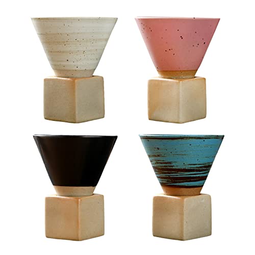 Creative Triangular Cone Ceramic Coffee Mug Set