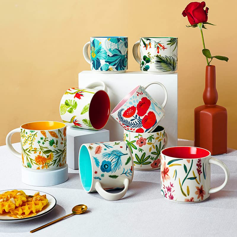 Hand-Painted Vintage Flower Ceramic Tea Mug
