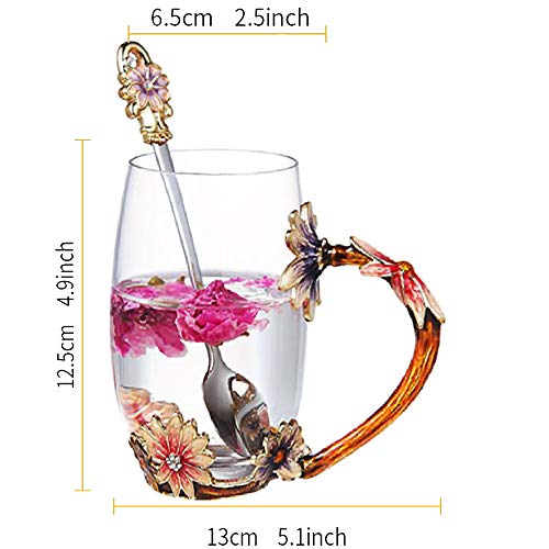 Daisy Enamel Flower Glass Tea Cup Mug