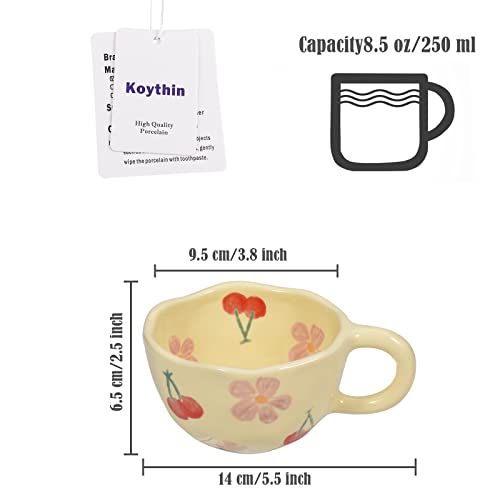 Koythin Pink Cherry Ceramic Coffee Mug