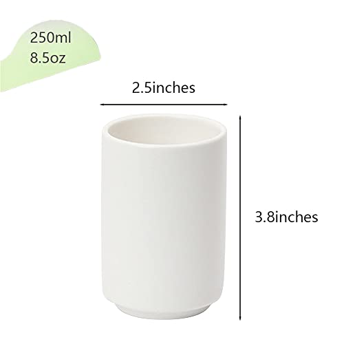 Khanjuan White Handleless Ceramic Tea and Coffee Mugs