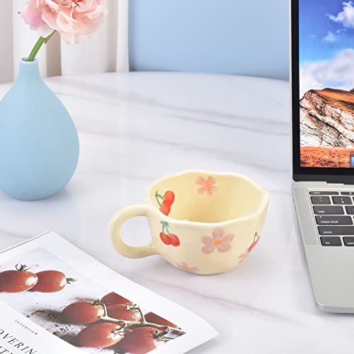 Koythin Pink Cherry Ceramic Coffee Mug