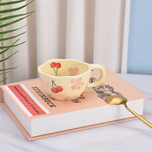 Koythin Pink Cherry Ceramic Coffee Mug