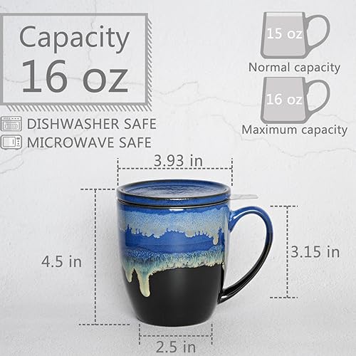 Bosmarlin 16 Oz Ceramic Tea Cup with Infuser