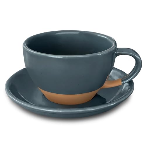 Charcoal Ceramic Latte Art Mug & Saucer Set