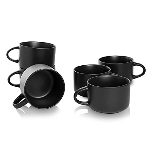 Oversized Matte Black Mug Set of 6