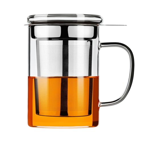 Borosilicate Clear Tea Mug with Infuser and Lid