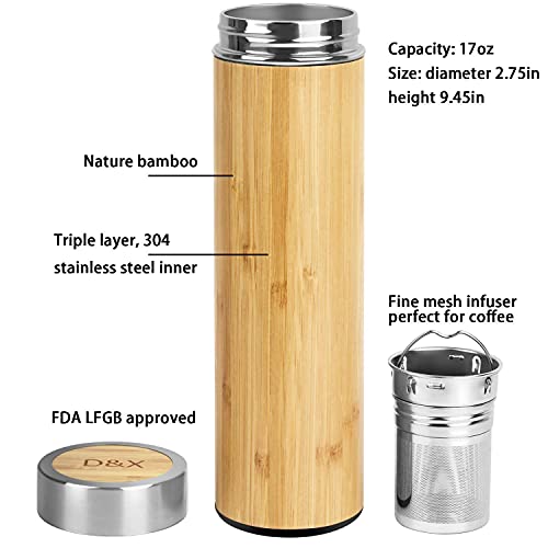 Bamboo Insulated Travel Tea Tumbler - 17oz